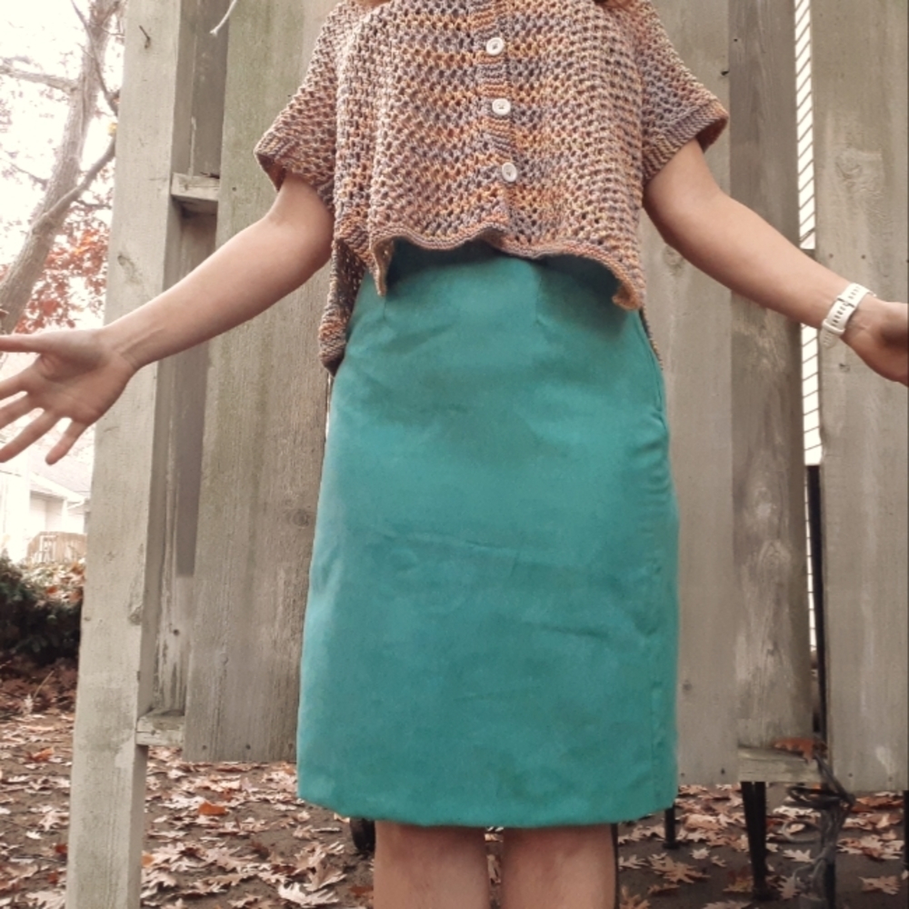 Green Faux-Suede Skirt